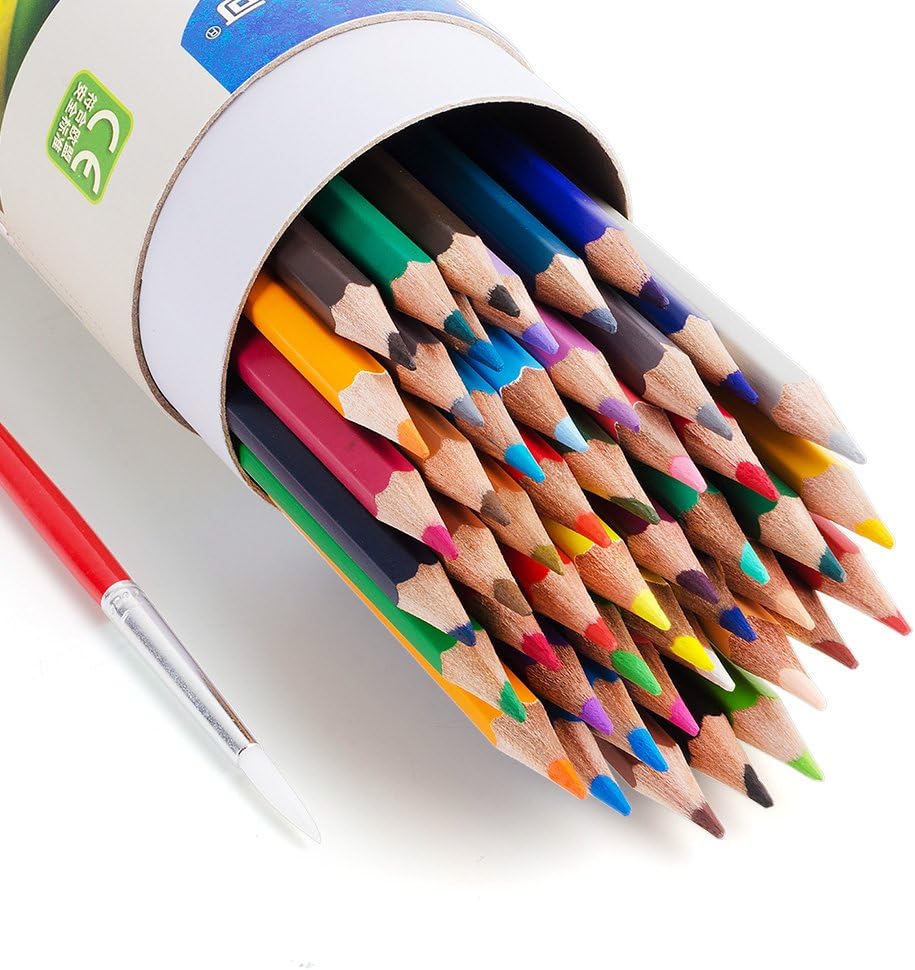 Marco 48 Colors Colored Pencils True Color Pencils for Classroom Teaching, Professional Watercolor Pencils with Blending Pen and Cylinder Container, Color Pencils for Kids, Students School Supplies