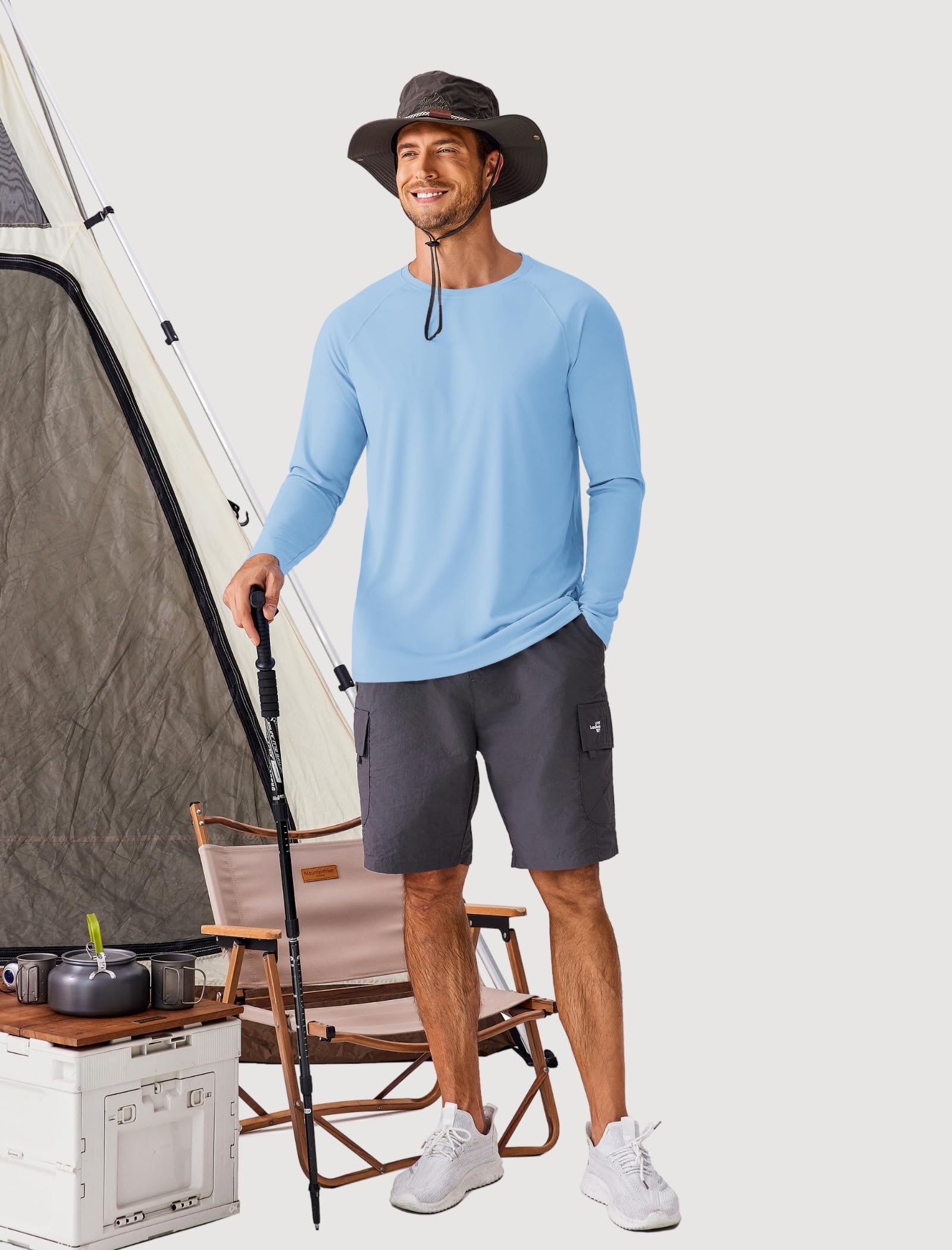 PINSPARK Men's Swim Shirt Quick-Dry Long Sleeve Rash Guard for Men UPF 50+ Light Pullover Sun Protection UV Fishing Shirts