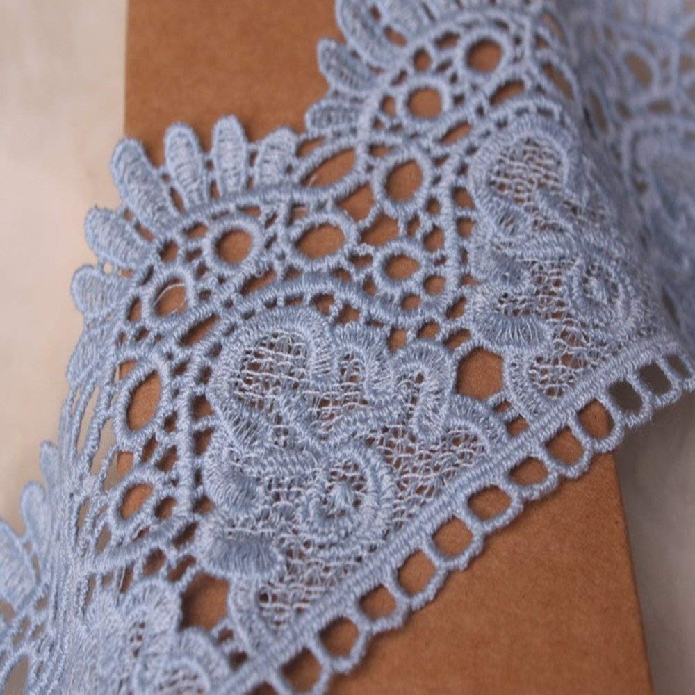 9CM Width Europe Crown Pattern Inelastic Embroidery Lace Trim,Curtain Tablecloth Slipcover Bridal DIY Clothing/Accessories.(2 Yards in one Package) (Light Blue)