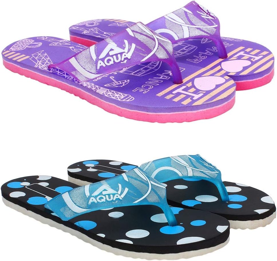 SIDEWOK Aqua Colourful Casual Women's Flip-Flops/Slippers Combo
