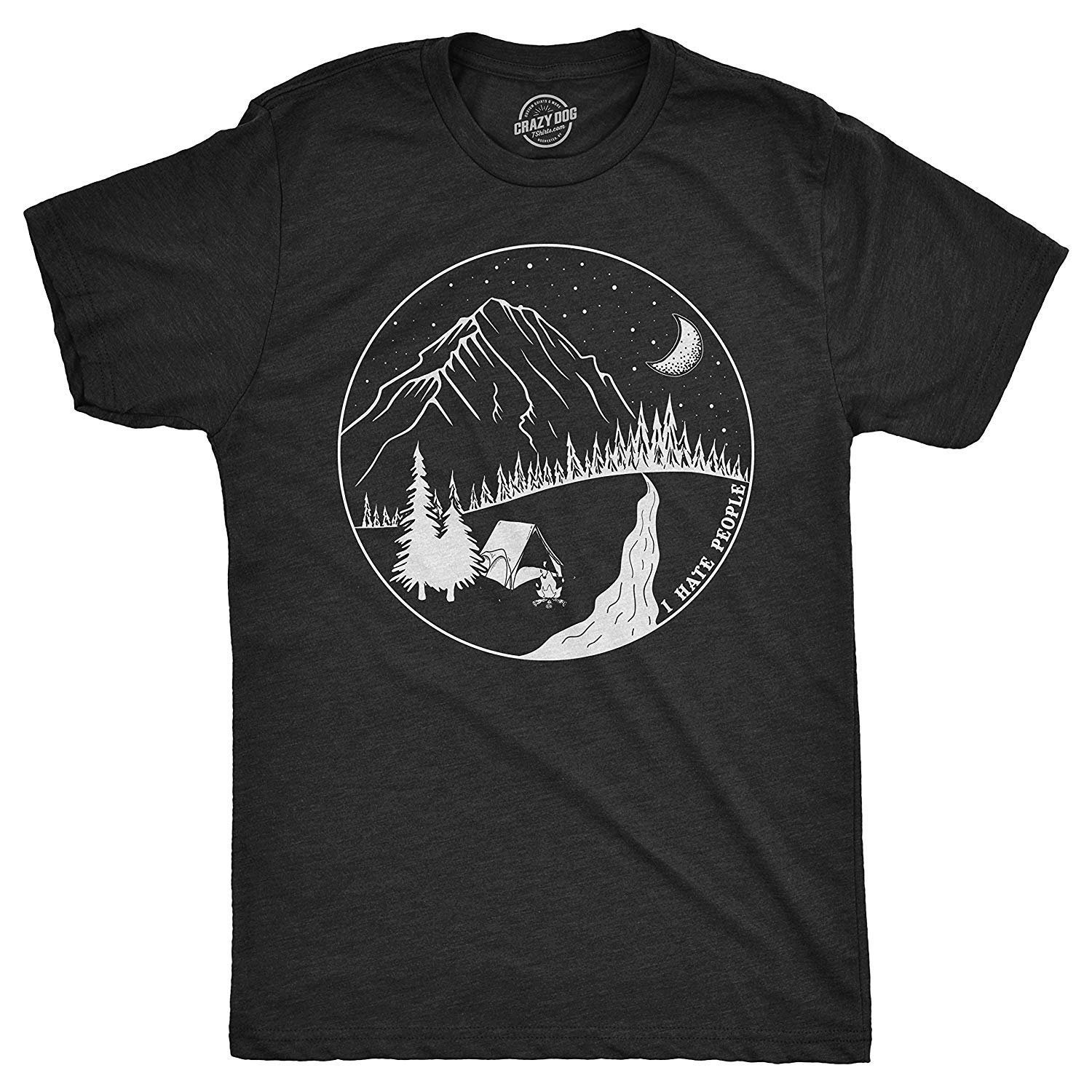 Hate People Camping Printed Sleeve Tee T Shirt