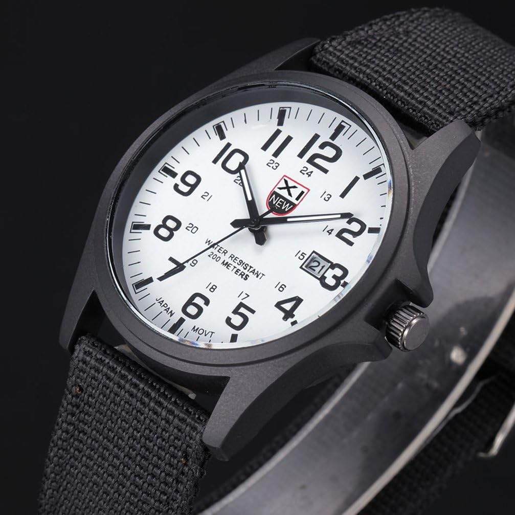 FENKOO Quartz Men/women/Children Clothes Sport Watch Military Watch PASNEW Nachts leuchtend Vintage/Comfortable Fabric Black/Blue