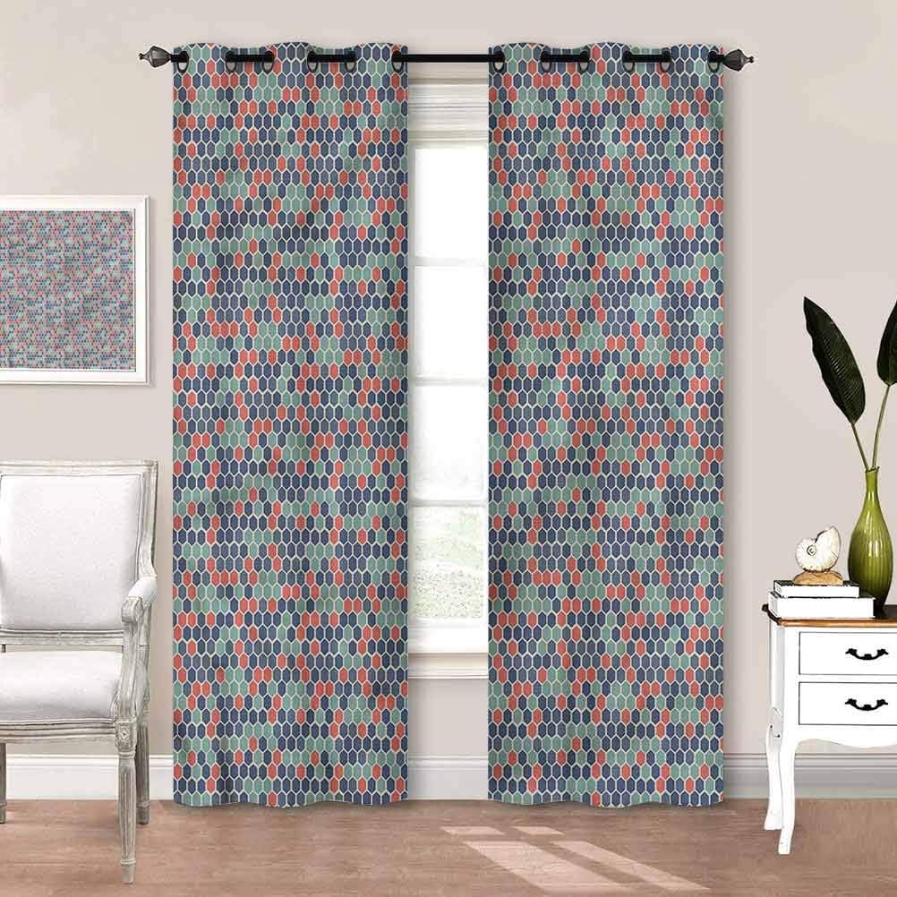 Cortinas opacas geométricas, diseño clásico con peine de poliéster