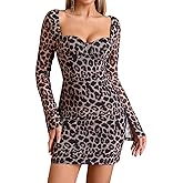 XinFSh Sexy Bodycon Long Sleeve Mini Dress Backless Mesh Sweetheart Neckline Short Cocktail Party Going Out Dresses