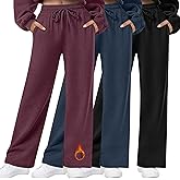 Oakgarden 3 Pack Womens Fleece Lined Sweatpants Straight Leg Thermal Baggy Lounge Pants Elastic Waist Joggers with Pockets