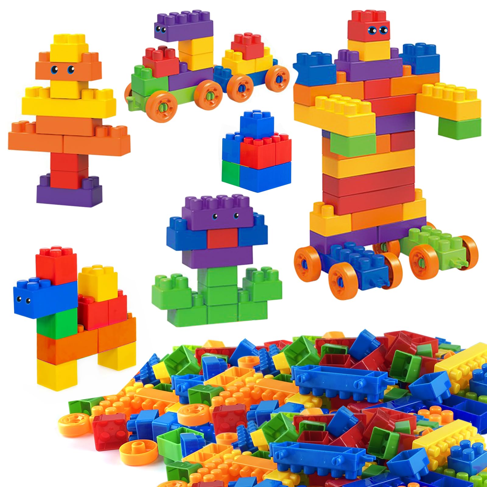 qimeyu Bricks Building Blocks, 280 Piece Building Blocks Set, Classic Building Blocks, Building Block Box, Colourful Basic Building Blocks