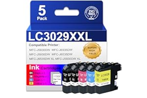 LC3029 LC3029XXL Ink Cartridges Super High Yield (5-Pack, 2BK/C/M/Y) Compatible Ink Replacement for Brother LC3029 Ink with M