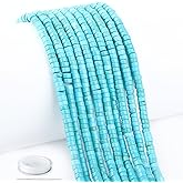 Natural Blue Turquoise Heishi Spacer Beads Loose Semi Precious Flat Round Gemstone Disc Shape Stone for Beading Jewelry Making 4x2mm 15.5"