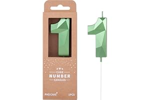 PHD CAKE 2.76 Inch Crystal Green 1 Number Cake Candle, Numeral Birthday Candles, Green Number Candles, Party Celebration