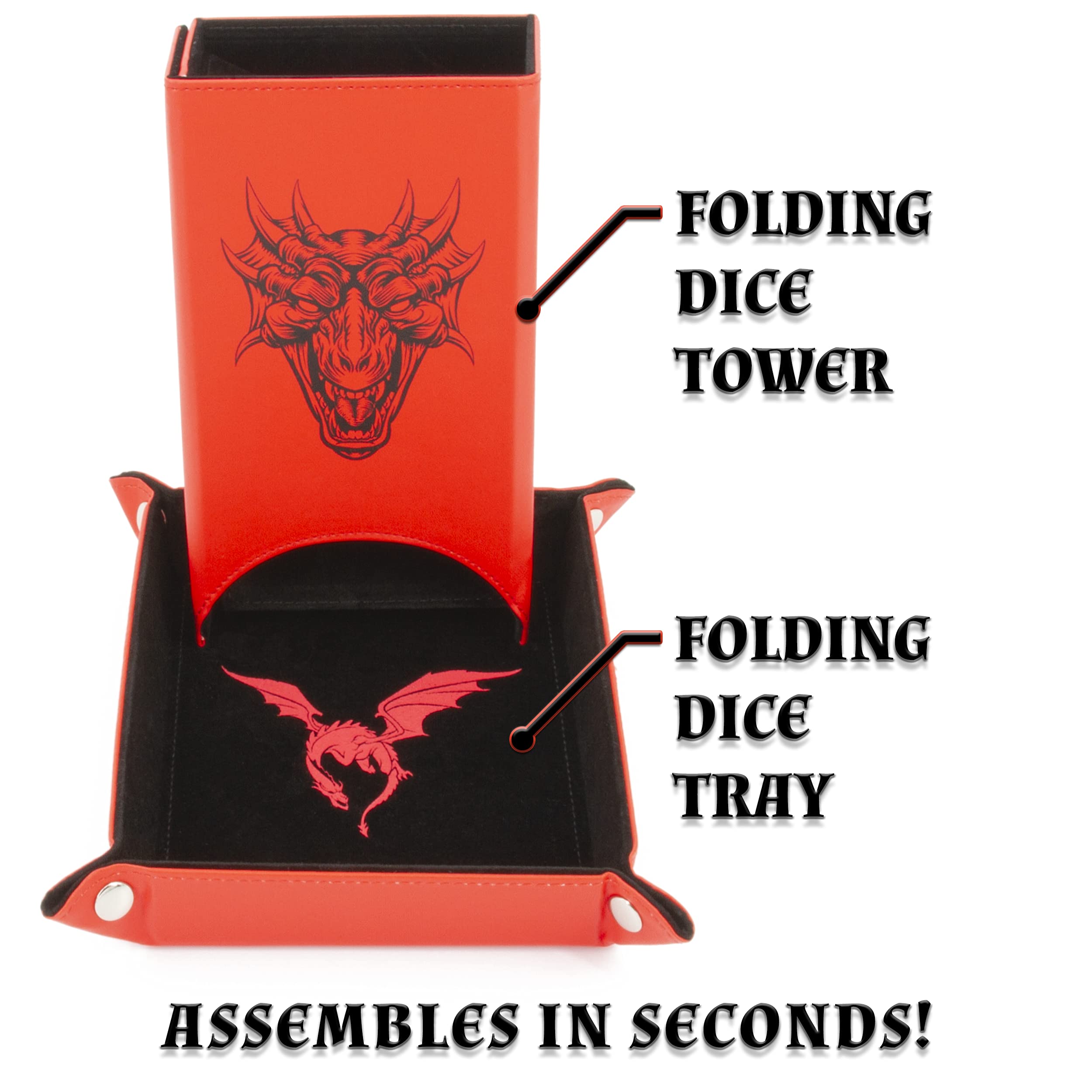 CASEMATIX Portable Dice Tower and Tray Set with Non-Scratch Felt Interior - Folding 8