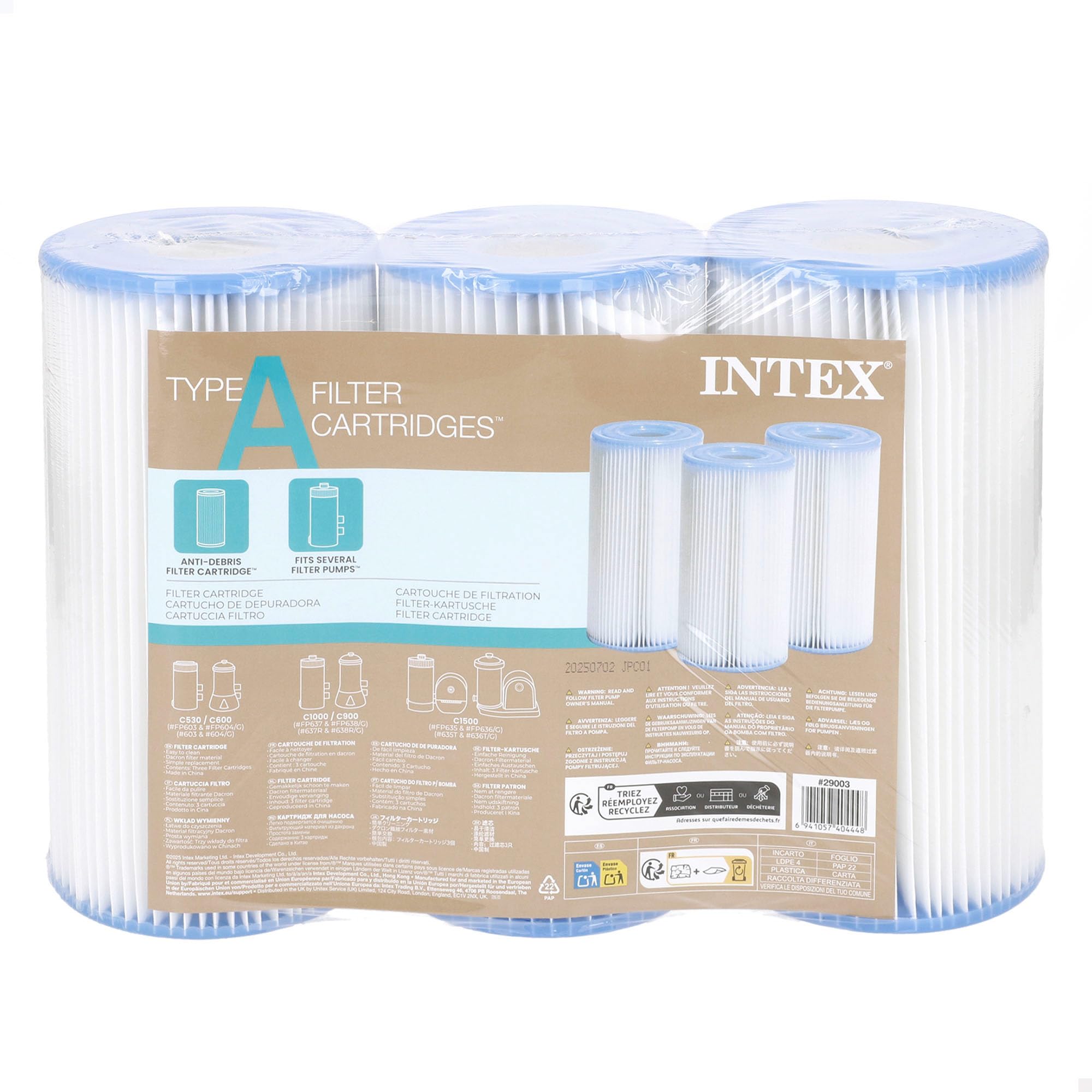 Intex 29003 Combo Chlorinator Filter Pump Filter Cartridge, Pack of 3 Cartridges