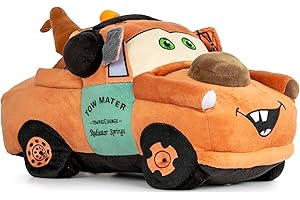 JAY FRANCO Disney Pixar Cars Tow Mater Plush Pillow Buddy - Super Soft Character Throw Cushion for Kids Playroom & Bedding - Polyester Microfiber, 14 Inches
