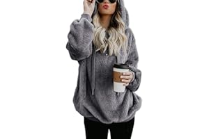 ROMANSTII Women Casual Double Fuzzy Sweatshirt Faux Fleece Zip Pullover Hoodies Coat Outwear S-XXL