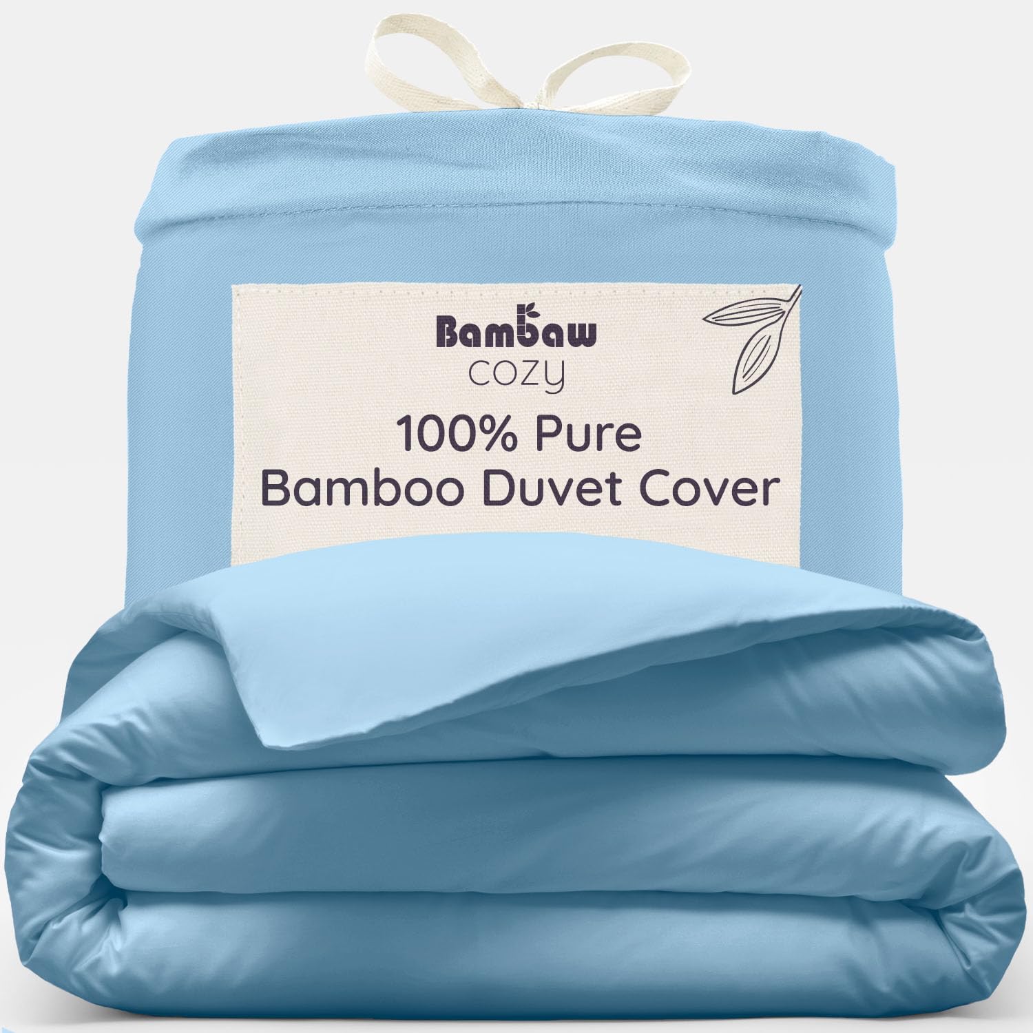 Bambaw Bamboo Duvet Cover 135x200 cm, Cooling Bed Sheet, Luxury Bamboo Duvet Cover, Environmentally Friendly Soft Bedding, Antiallergic & Mite-Resistant Single Bed Bedding 135x200 cm (Light Blue)
