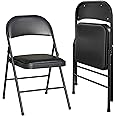 KAIHAOWIN Folding Chairs 2 Pack Vinyl Padded Seat Easy Storage-Stackable Morden Commercial Seat with Powder-Coated Metal Frame Heavy Duty Foldable Chairs for Indoor Office