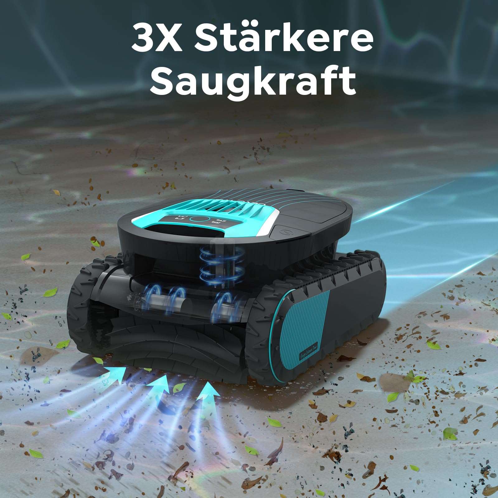 TALOSBO Pleco Pro Poolroboter Akku Wand und Boden, Wasserlinienreinigung, 210 Min Laufzeit, Doppelfilter, 3 Motoren System, Smarte App Steuerung, Kabelloser Poolsauger bis 200 m² 7