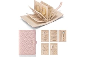 1pcs Travel Jewelry Organizer Case,Jewelry Storage Book Ring Binder with Clear Zipper Pouch Bag for Travel Essentials,Rings,N