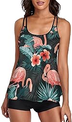 Omichic Women's Loose Tankini Top with Boyshorts