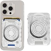 UYCCIMB Cyberpunk Futuristic Magsafe Wallet, Magnetic Cell Phone Wallet for RFID, Holder 3 Cards, Mag-safe Compatible with iPhone 17/16/15/14/13 Series(Not for 13/12mini), White