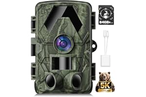 Laoziniu Trail Camera, 5K 60MP Game Camera with 0.05s Trigger Time Motion Activated 150°Wide-Angle, No Glow Night Vision with IP66 Waterproof Hunting Camera for Outdoor Wildlife