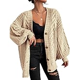 EXLURA Womens 2026 Oversized Cardigan Sweaters Fall Winter Lightweight Soft Knit Cardigan Open Front Button Outwear Coats