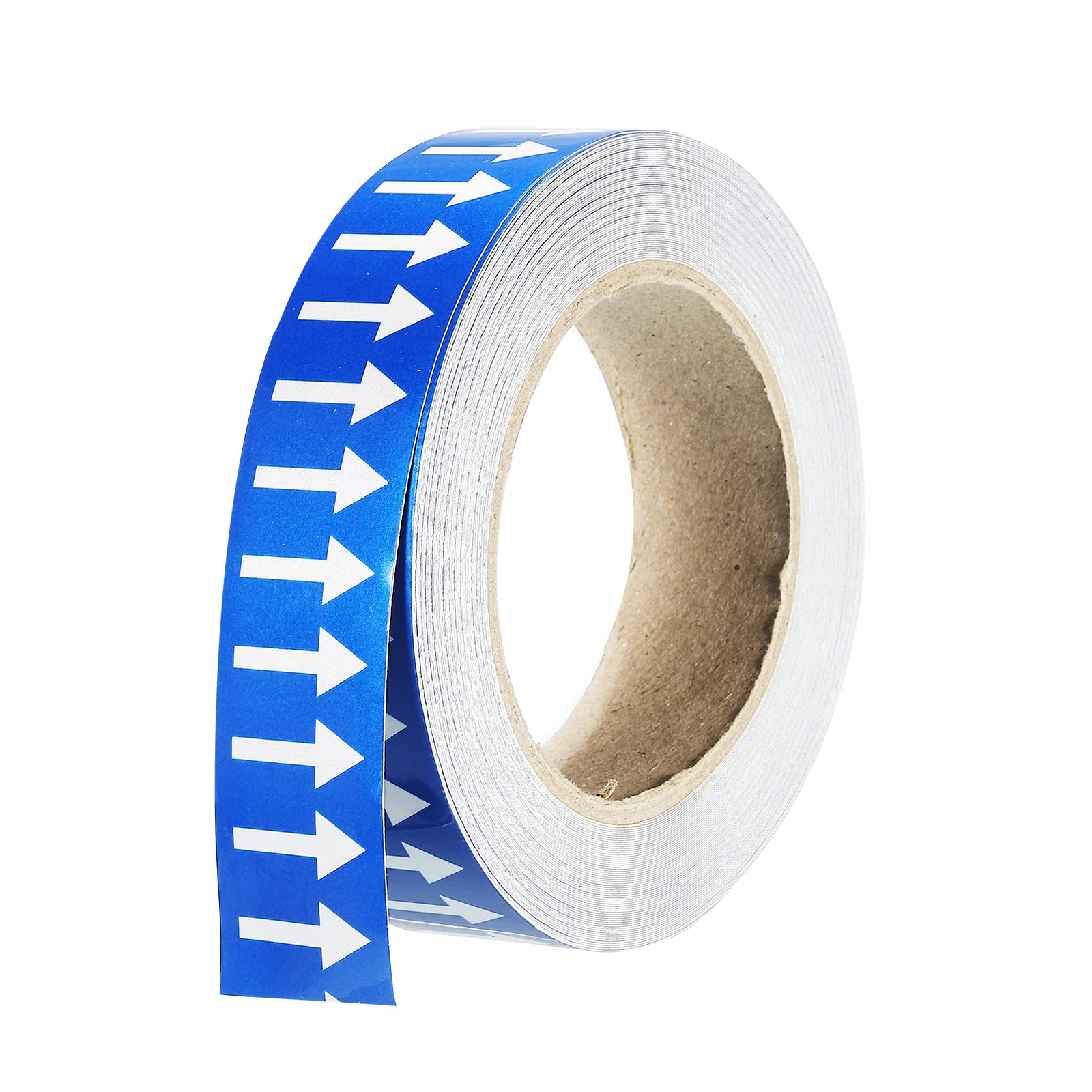 PATIKIL White on Blue Color Arrow Tape Vinyl Stickers Arrow Labels 30mm/1.2" for Pipe Markers, 1 Roll