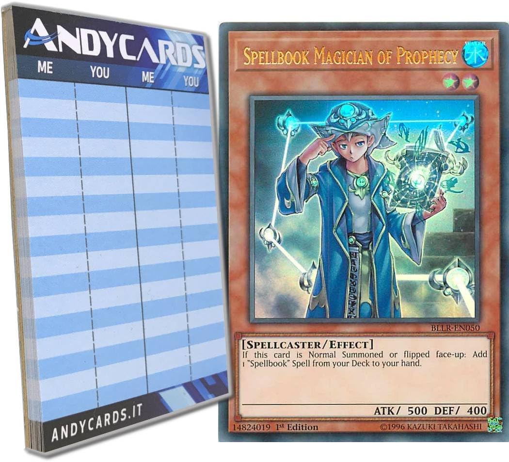 Yu-Gi-Oh! - SPELLBOOK MAGICIAN OF PROPHECY - Ultra Rare BLLR-EN050 in ENGLISH + Andycards Scorepad