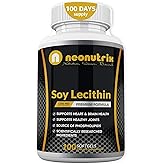 Soy Lecithin Capsules 1200mg (One a Day, 100 Softgels) Immune Support Supplement Rich in Phospholipids Supports Metabolism, Brain & Heart Health & Cell Functions Made in The USA Non-GMO by Neonutrix
