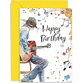 Birthday Cards for Men - Music Guitarist Birthday Card for Him - Male Birthday Card for Son, Grandson, Brother, Son-in-law, Husband - Guitar Birthday Gift | Blank Inside