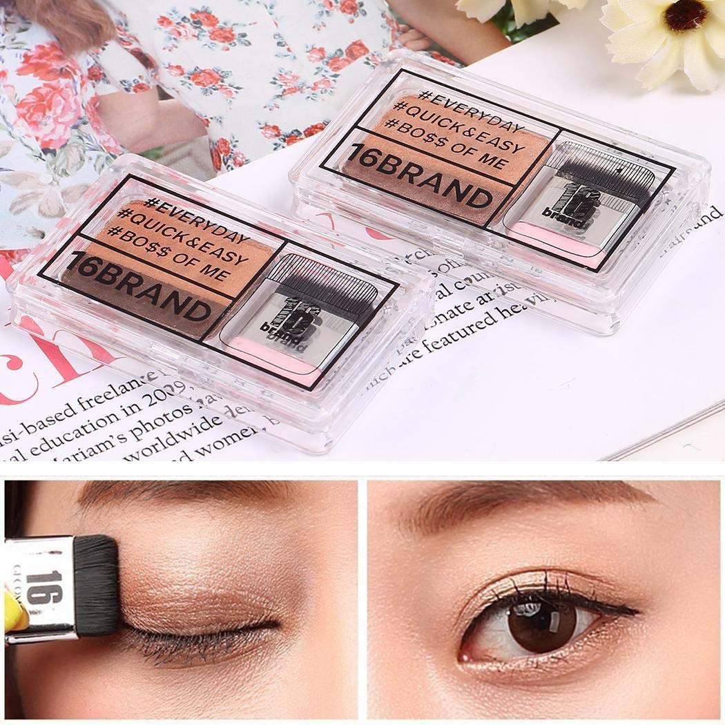 KOKOBUY 2 Colors Lazy Eyeshadow Powder Waterproof Shimmer Makeup Palette With Brush