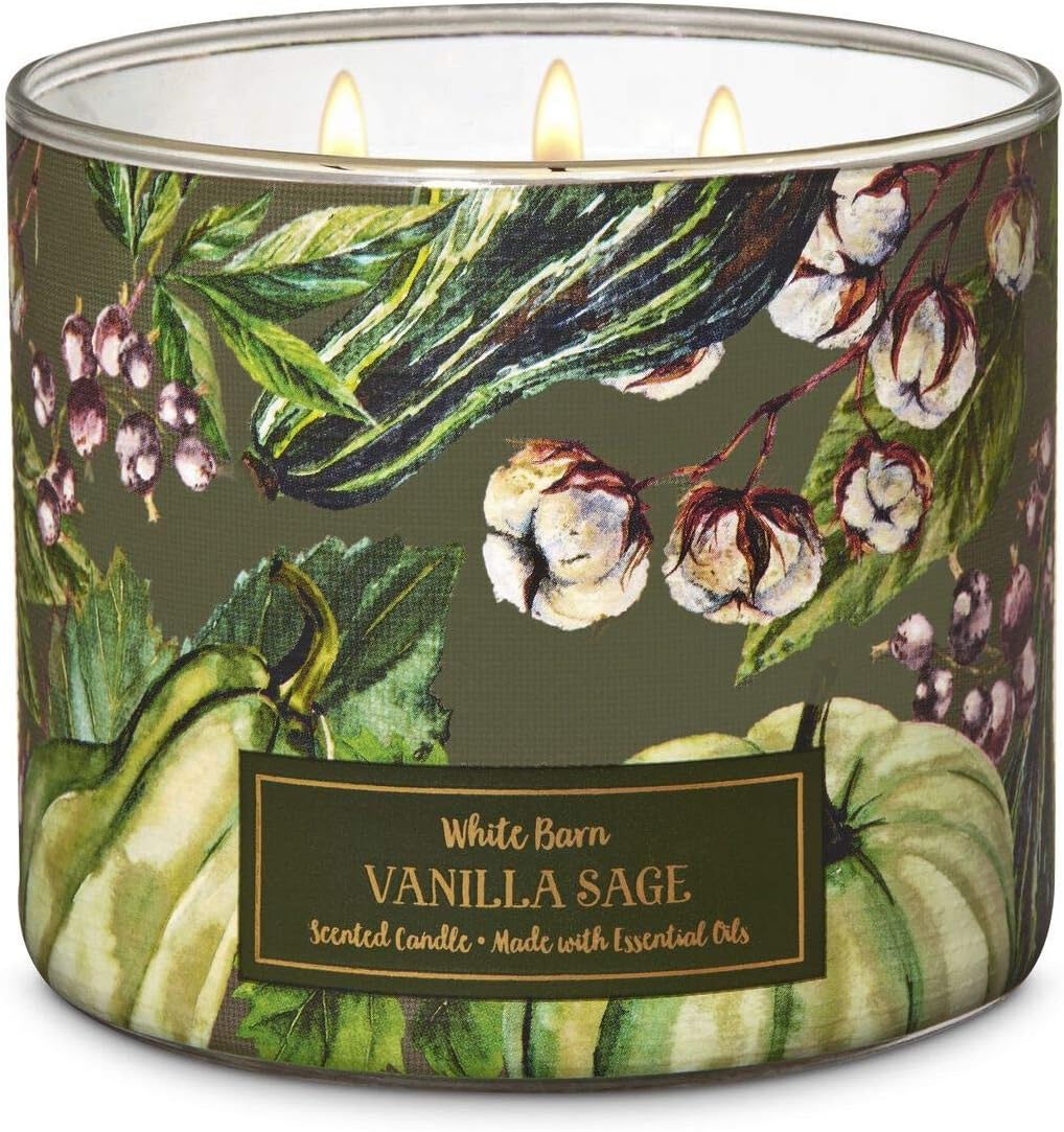 Bath and Body Works Vanilla Sage Candle Large 14.5 Ounce 3Wick Candle Sage