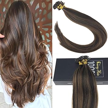 Sunny U Tip Hair Extensions Human Hair 14inch Color 2 Darkest