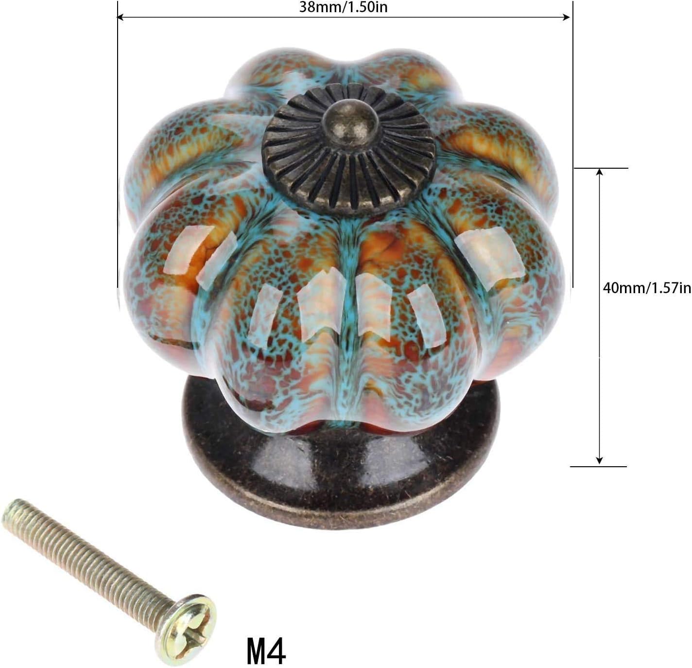 Mgoodoo 20PCS Cabinet Knobs Drawer Handles,Pumpkin Shaped Cabinet Handle with Leopard Print,Blue Cupboards Door Knobs with Screws,Ceramic Pull for Dresser Drawers and Kitchen Bathroom Cabinet Office - Image 3