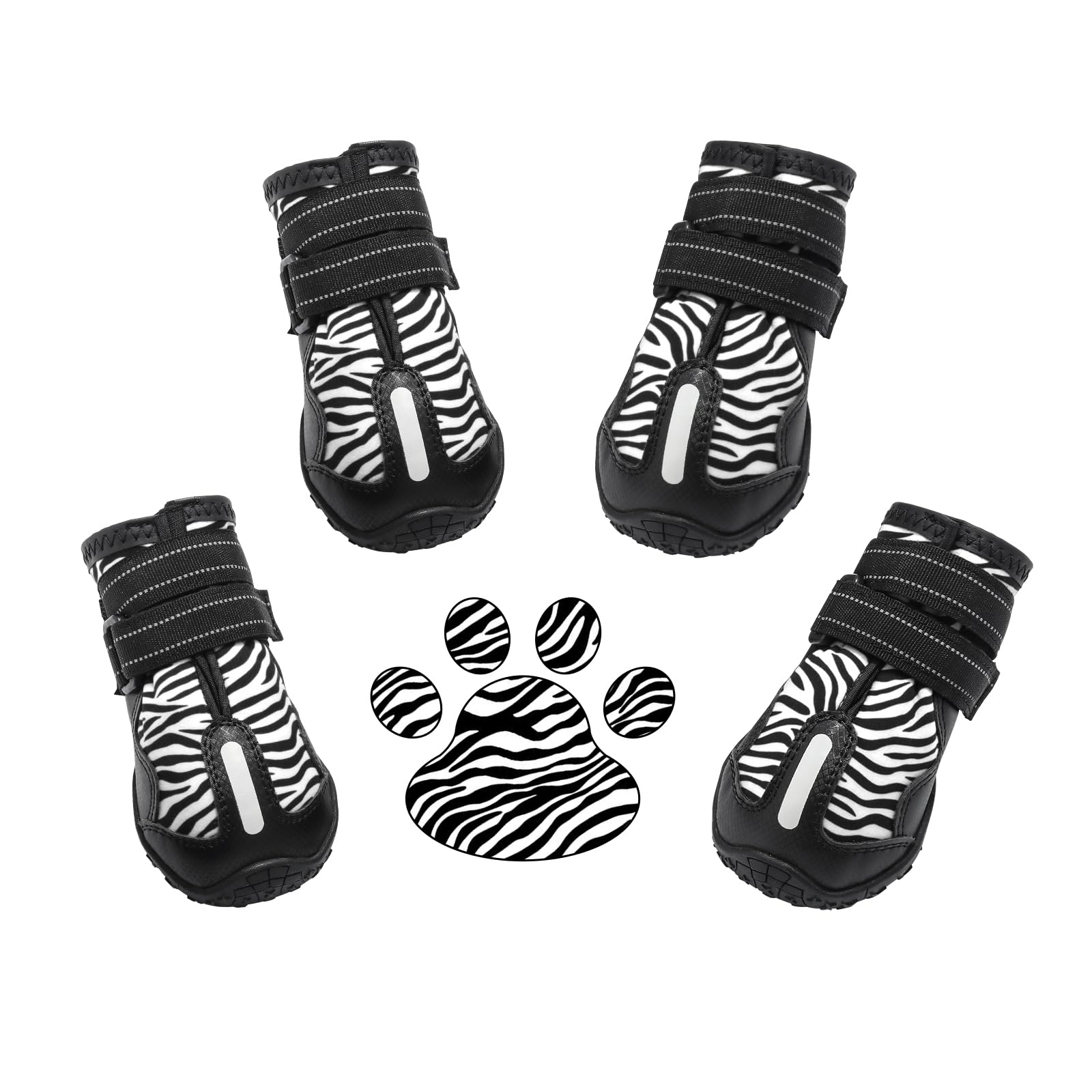 PAWOLOGY Dogs Boots Waterproof, Paw Protectors for Rain Snow Hot Pavement, Outdoor Hiking Dog Shoes, with Reflective Straps, Anti-Slip Soles, Adjustable, Durable, for Small Medium Large Dogs, 4PCS