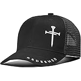 iudam Christian Hats for Men Women with Gift Box, Embroidered Three Nails Cross Baseball Caps, Adjustable Mesh Outdoor Hat