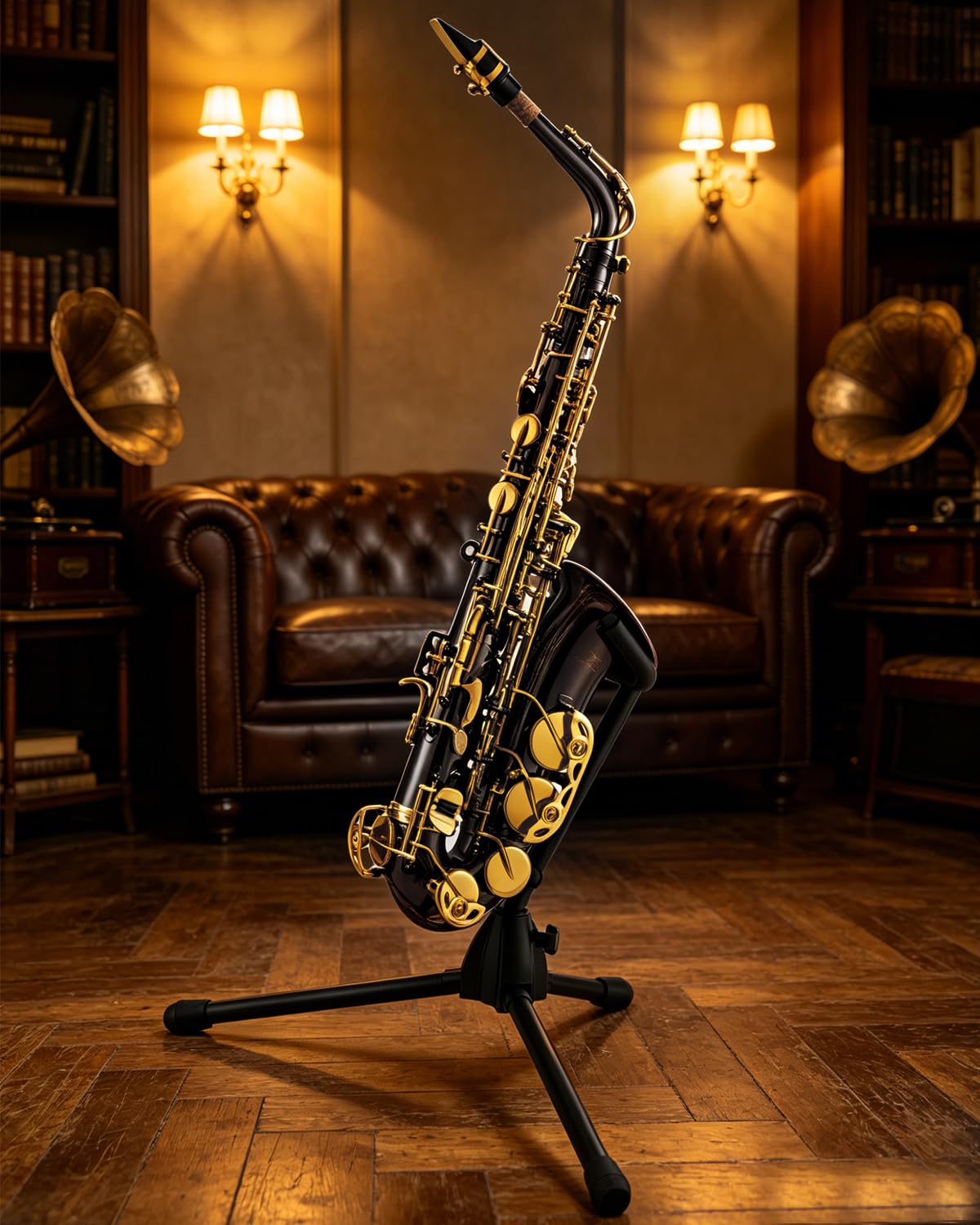 STRICH Eb-Altsaxophon – Einsteiger-Set für Altsaxophon mit Hartschalenkoffer, Ständer, Tragegurt, Mundstück und Blättern für Schulorchester und das Üben zu Hause, SSA-31B, schwarz 9