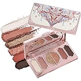 Flower Knows Butterfly Cloud Collar Embossed Six-Color Makeup Palette,Beige Face Palette with 4 Matte + 2 Shimmer Shades,Blendable Smooth Cute Make Up,0.23 oz(01 Terracotta Brick)