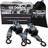Tie Down 2 in. x 10 ft Grey Heavy Duty Retractable Ratchet Strap, 2-Pack Kit - 3000 lbs. Breaking Load Limit