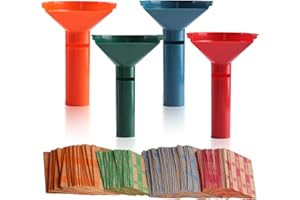 VARHHUXHA Coin Sorter and Coin Wrappers for All Coins, Funnel Shaped Coin Tube Set with Coin Roll Wrappers, 4 Coin Sorter Tubes & 100 Coin Wrappers for Quarters, Nickles, Pennies, Dimes, Color-Coded