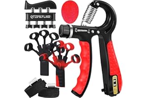 QTZFKFLHD Grip Strength Trainer with Forearm Strengthener, Hand Grip Strengthener, Hand Extension Exerciser, Stress Relief Ball and Hand Grip Strengthener for Muscle Building and Injury Recover(5 PCS)