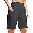 G Gradual Women's 9" Long Swim Board Shorts with Pockets High Waisted Knee Length Beach Swimming Shorts for Women with Liner