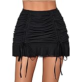 Avidlove Mini Skirt Womens Ruched Bodycon Double Layer Club Sexy Mesh Skirts Y2k Casual Short Skirt Outfits S-XXL