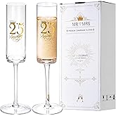 iooiluxry 25th Wedding Anniversary Champagne Flutes Gifts, 25th Anniversary Decorations Champagne Glasses Set of 2, Wedding Gifts for Couples Anniversary, Parents Anniversar