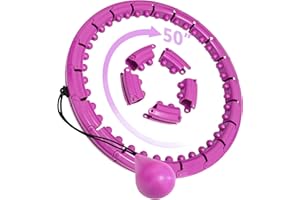 Brebon Weighted Hoola Exercise Fit Hoops Plus Size for Weight Loss, 2 in 1 Weight Loss 24 Detachable Knots Fitness Abdomen Equipment Hoops Adjustable Auto-Spinning Ball for Adult