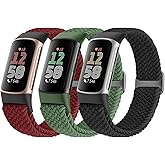 Acortjl Braided Solo Loop Bands Compatible with Fitbit Charge 6/Charge 5, Adjustable Stretchy Nylon Woven Replacement Wristbands for Fitbit Charge 6/Charge 5 for Women Men