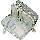 GAEKEAO Wallet for Women Clutch Leather RFID Blocking Wristlet Purse Zip Around Wallets Large Capacity Credit Card Holder