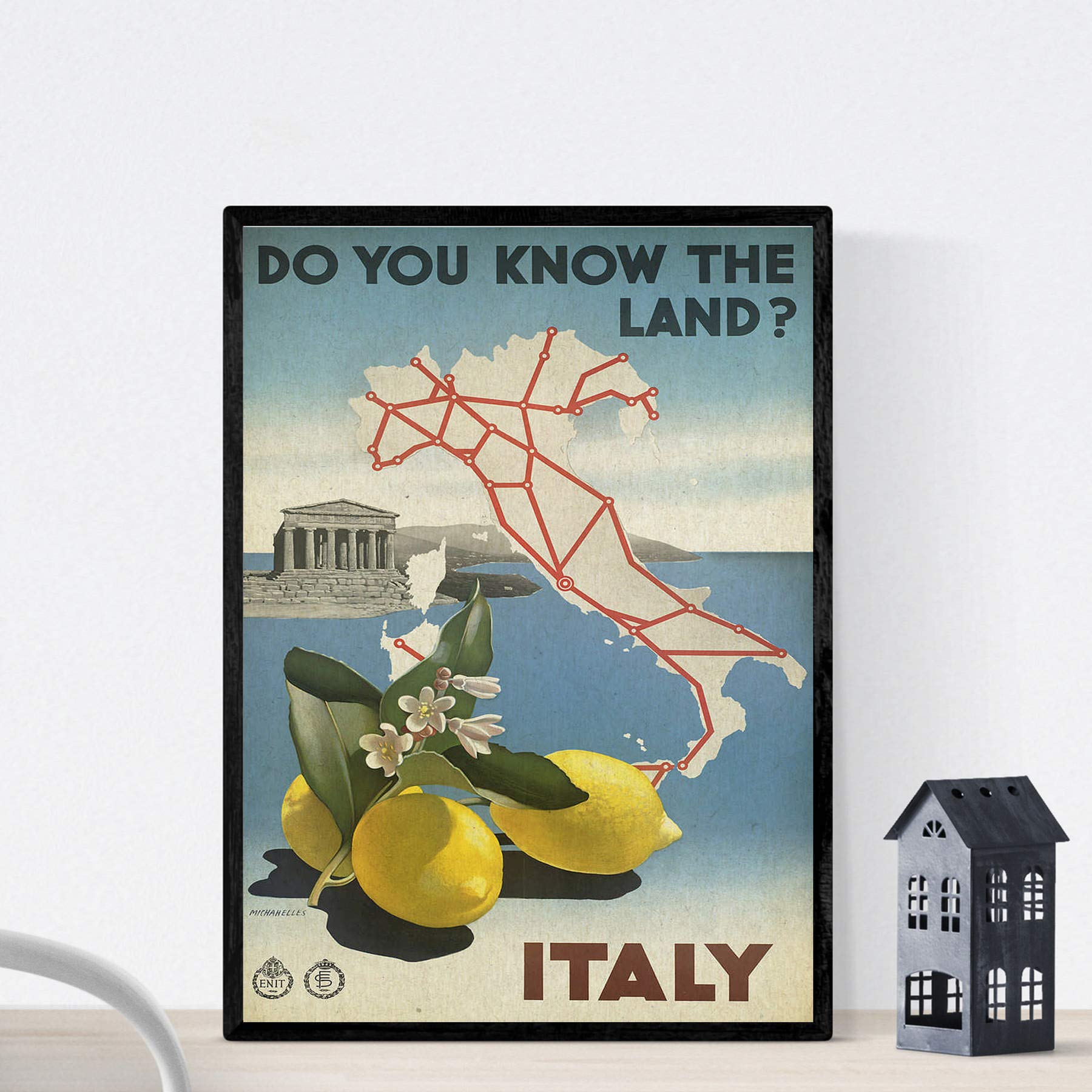 Nacnic Vintage Poster Vintage poster of France and Italy. Do you know Italy ?. A4 size