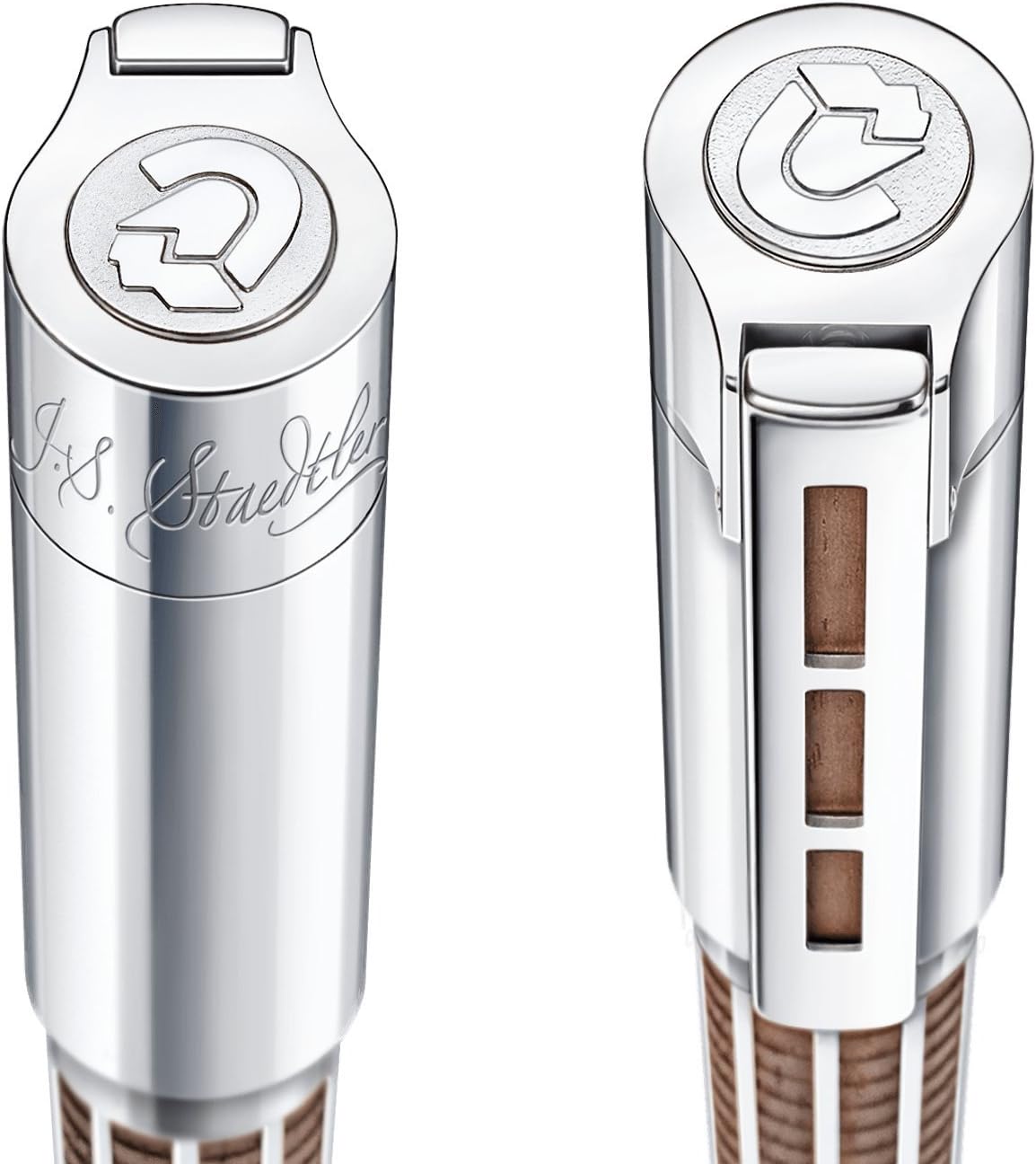 J.S. Staedtler Princeps Fountain Pen, European Black Walnut Wood, 18. kt. White Gold Nib Platinum Plated, B, 9PT120B - Image 5