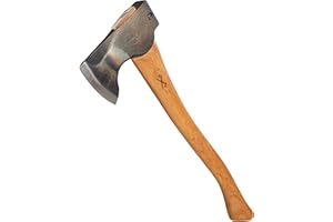 COUNCIL TOOL Wood-Craft Pack Axe - 2 lb Camping Axe, 19" Hickory Handle with Leather Sheath, Made in The USA - WC20PA19C