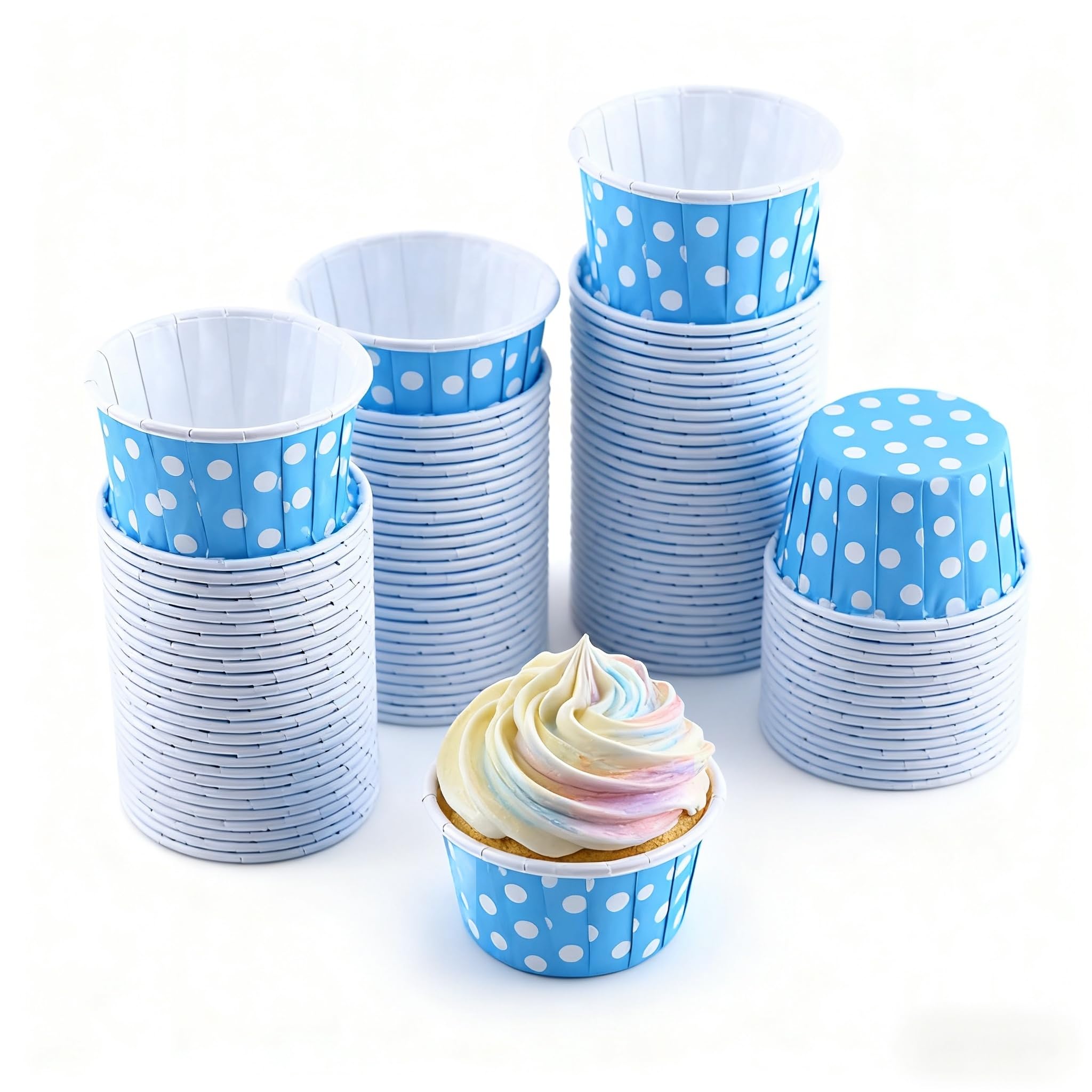 100Pcs Polka Dot Cupcake Liners Baking Cups, Mini Colorful Muffin Cases Paper Wrappers for Birthday Wedding Party Decoration,Greaseproof Food Safe